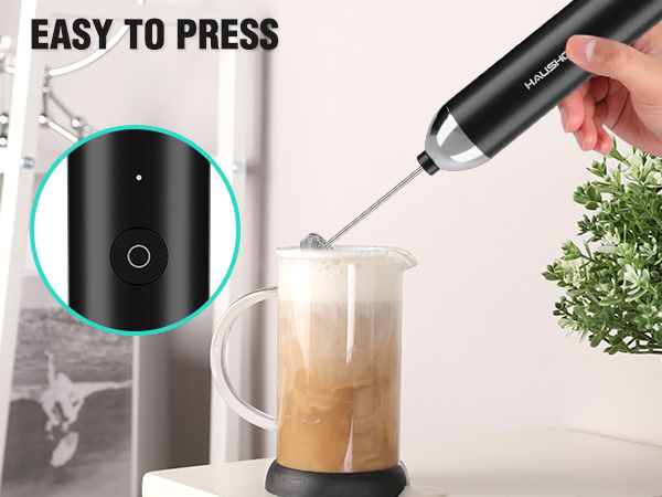 Black Handheld Cordless Milk Frother Set with Stand (US PKG)