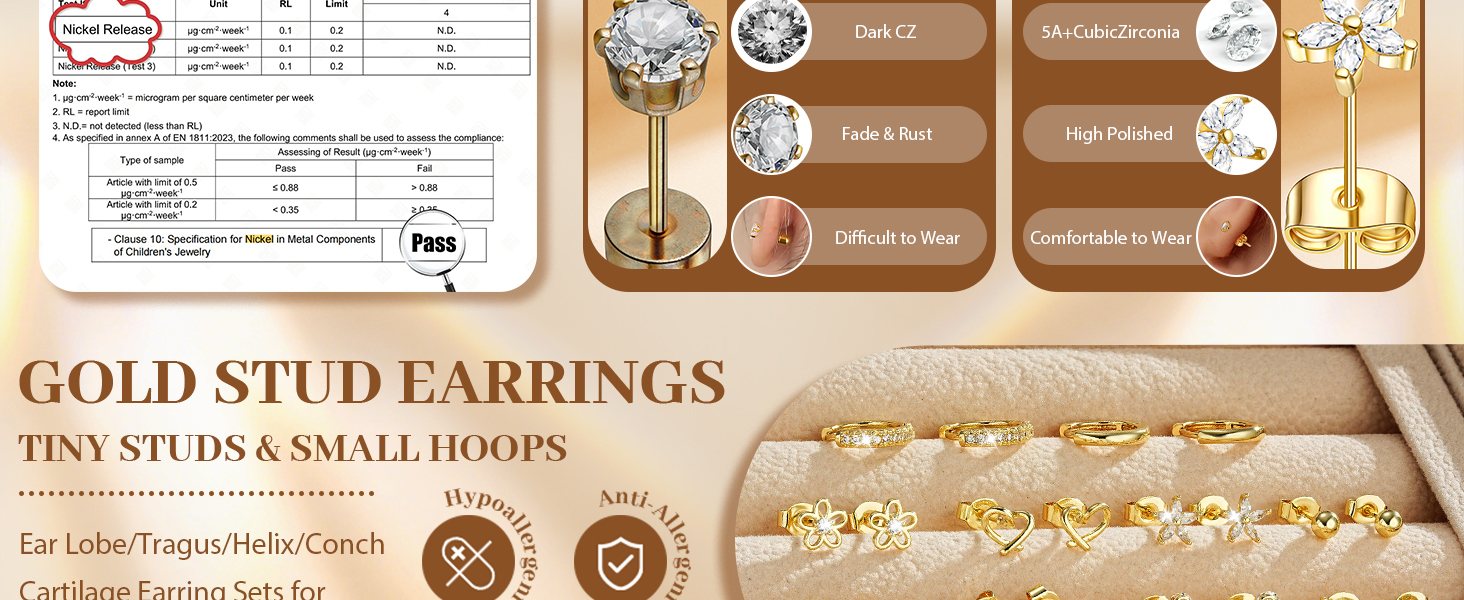 hypoallergenic earrings for women 14k gold earrings for women gold stud earrings for women