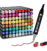 colpart 80 Colors Alcohol Markers Dual Tip Art Markers for Kids Marker Pens for Adult Coloring Pa...