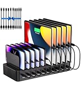 100W Charging Station for Multiple Devices, 10-Port USB Fast Charging Station with Adjustable Div...