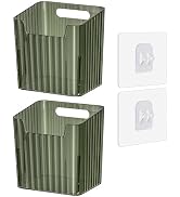 Set of 2 Storage Organizer Bins Wall Mounted Floating Shelves Fridge Organizer Stackable Clear Pl...