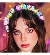 Aceorna Light Up Birthday Headband Led Glowing Hairband Glitter Birthday Hair Accessories for Women