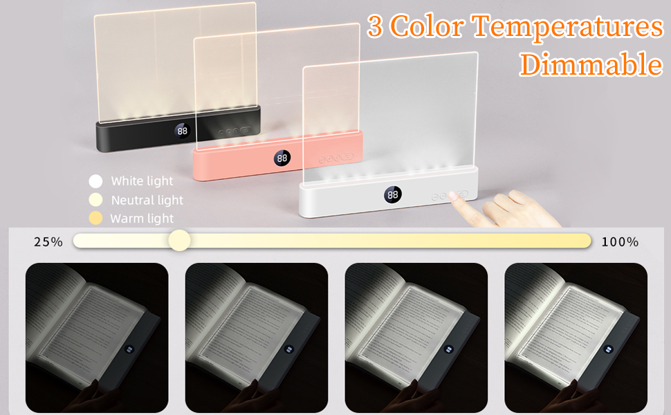 Rechargeable Clear LED Flat Book Lights for Reading in Bed at Night