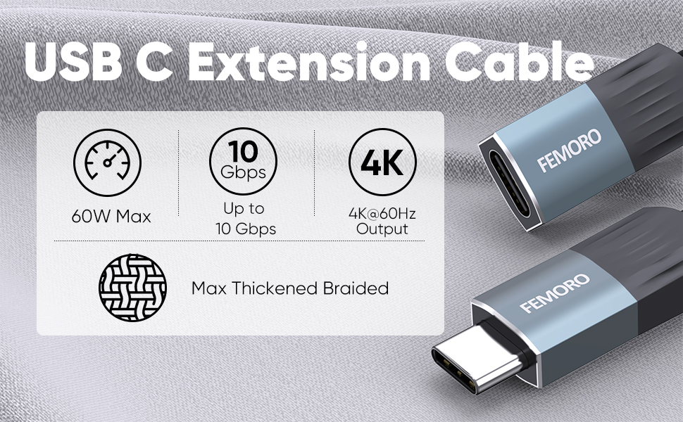USB C Extension Cable 