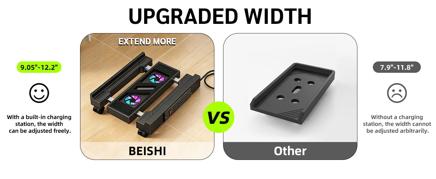 ADJUSTABLE COMPUTER TOWERSTAND WITH FAN