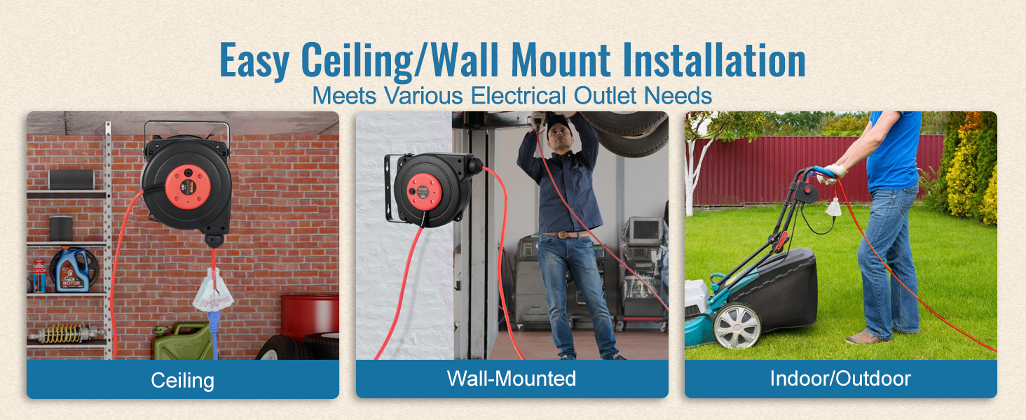 retractable extension cord ceiling mount