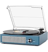 Vinyl Record Player with 2 Stereo Speakers Belt-Driven Vintage Turntables 3 Speed 3 Size Wireless...