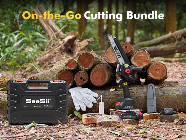 Mini Chainsaw 6-Inch Battery Powered Cordless Electric Handheld Chainsaw with 2 Batteries