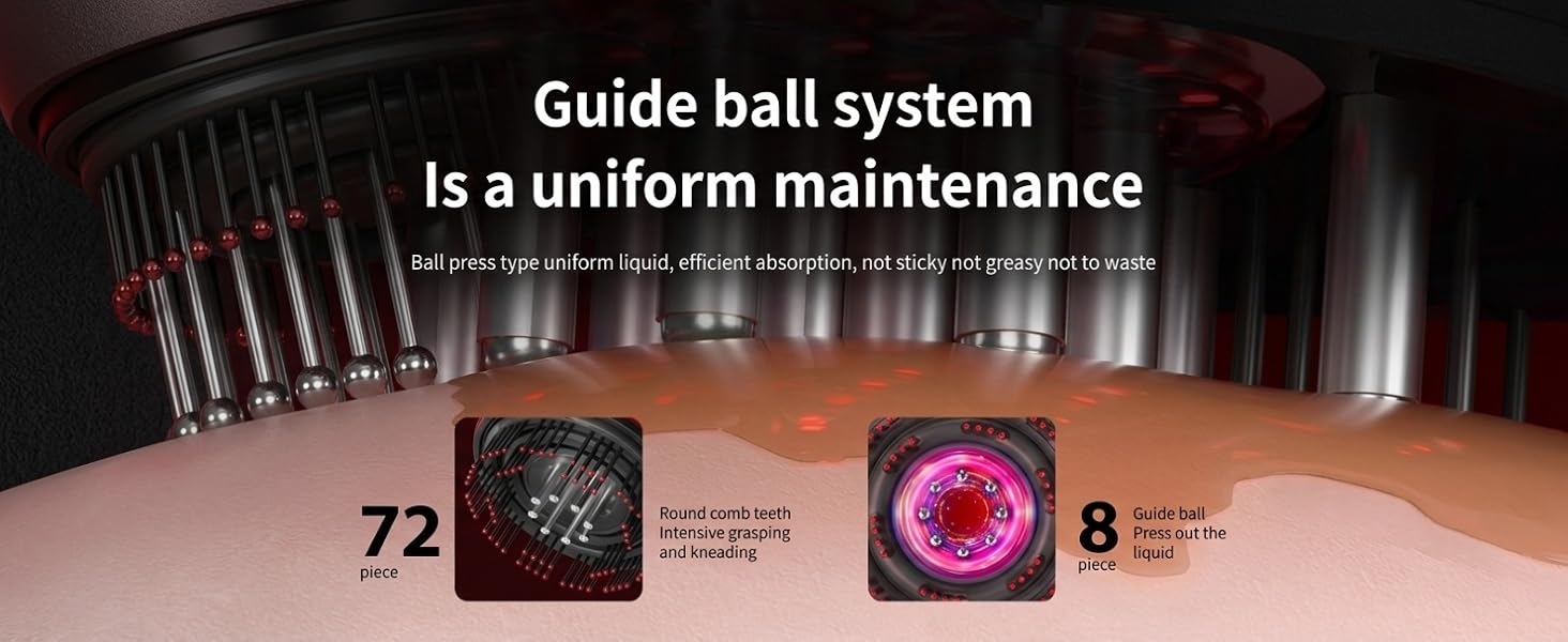 Scalp massager with guide ball liquid system