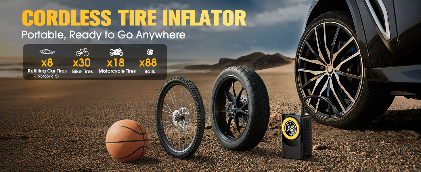 Cordless tire inflator