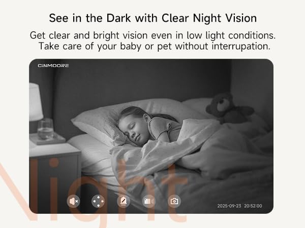 See in the Dark with Clear Night Vision in low light conditions, CINMOORE security camera indoor