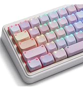 Tsungup Cute Cat Keycaps Shine Through, PBT Material,Purple Water Lilies Two-Tone Custom Keycap S...