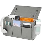 Edudif Dual-purpose Bedside Caddy Bedside Organizer, Bed Caddy with 6 Pockets, Versatile Bedside ...
