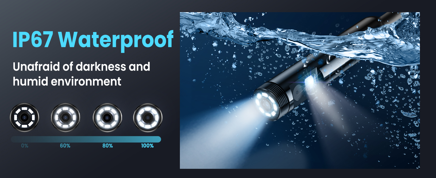Vorth Endoscope Camera with Light, 4.3&amp;#34; IPS Screen 1080P Borescope Tools with 8 LED Lights
