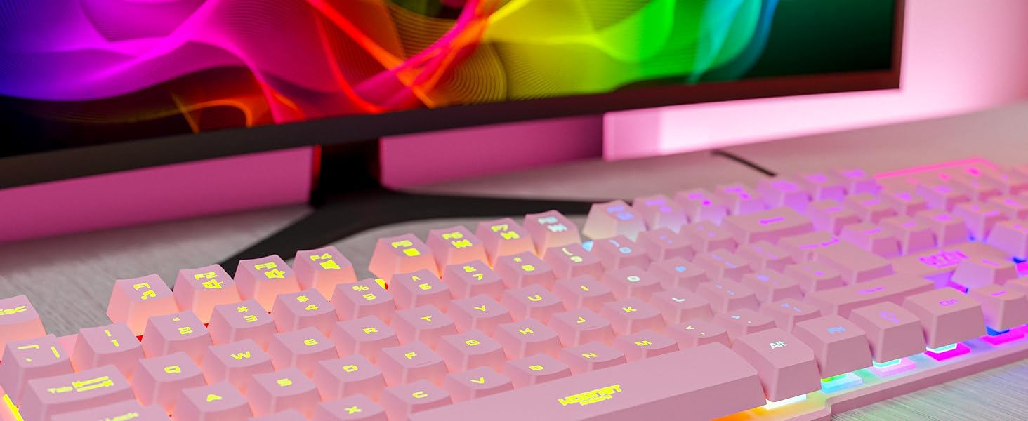 Pink Gaming keyboard and mouse bundle for PS5 Xbox &amp; PC