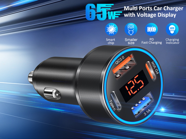 cigarette charger with voltage display