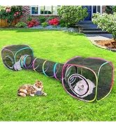 Outdoor Cat Enclosures Portable Cats Tunnel with Carry Bag Breathable Kitty Tent Outdoor with 2 M...