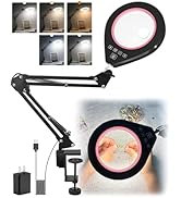 NAKOOS 10X &amp; 5X Lighted Magnifying Glass, Stepless Dimmable Magnifier with Lamp, Adjustable 10 Br...