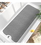 HITSLAM Non Slip Bathtub Mat 40 x 16 Inch, Extra Long Bath Mat for Tub, Soft PVC Loofah Shower Fl...