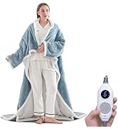 Westinghouse Electric Snuggle Throw Blankets with Foot Pocket, Wearable Heated Blanket with Sleev...