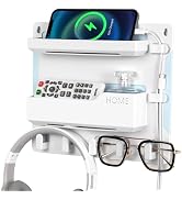 JUMEIHUI Bedside Shelf Wall Mount, Adhesive Bedside Shelf Accessories Organizer with Hooks and Ca...