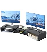 LEKETREE Dual Monitor Stand Riser with Drawer, Computer Stand for Desk, Workspace Desktop Stand, ...