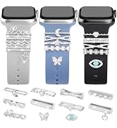 JR.DM 11-Pcs Super Bling Watch Charms with 9-Pcs Decorative Rings Loops 2-Pcs Decoration, Compati...