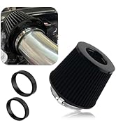 Cold Air Intake Filter with 76,89,102mm Adapter Ring,Round Cone Air Filter for Enhanced Engine Po...