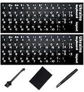 Ukrainian Keyboard Stickers[5 in 1],Ukraine Keyboard Sticker with White Letter/Black Background,M...