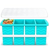 Silicone Freezer Molds for Soup with Lid – 1-Cup Soup Container Style Ice Cube Trays for Freezer,...