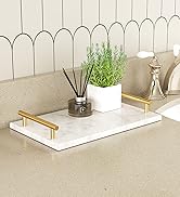 XZHXFX Guest Towel Holder Tray for Bathroom,Natural Marble Tray with Gold Handles - Napkin Holder...