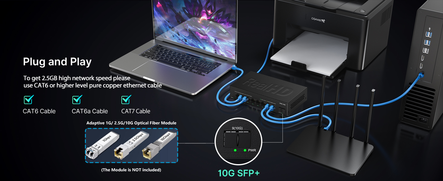 8 port 2.5 multi gigabit switch network ethernet internet switch unmanaged