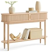 LINSY HOME Fluted Console Table, Mid-Century Modern Entryway Cabinet with Sliding Tambour Doors, ...