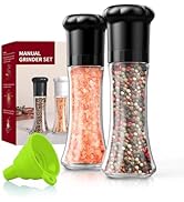 CIRCLE JOY Premium Manual Salt and Pepper Grinder Set, Refillable Salt and Pepper Shakers with Ce...