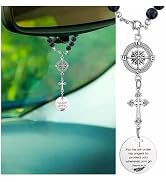 Qpige Cross Car Charm Rear View Mirror Accessories for Women, for He Will Order His Angels to Pro...