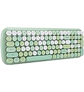 Yunseity Wireless Keyboard, Vintage 100 Round Keys Layout Keyboard, Auto Power Saving Portable No...