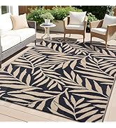 OLANLY Waterproof Outdoor Rug 5x8 ft, Reversible Plastic Straw Rug with Leaf Pattern, RV Mat, Ind...