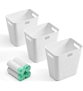 JOYMOOP Slim Trash Can 3-Pack, 2.9 Gallon Plastic Wastebasket for Bathroom, Bedroom, Office, Kitc...