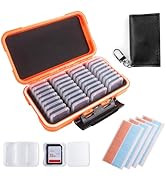 Micscrew 36 Slots Memory Card Case Orange with 36 Transparent Holders &amp; 40 Writable Labels, SD Ca...