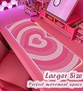 Pink Love Heart RGB Gaming Mouse Pad 31.5x12 Inch PC XL Large Extended Glowing Led Light Up Cool ...
