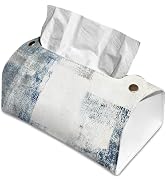 Blue and Grey Abstract Art Tissue Box Cover Rectangle Tissue Holder with Snap Buttons Decorative ...