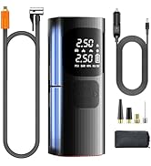 WANBILU Tire Inflator Portable Air Compressor - 150 PSI Tire Inflator with Dual Power, 5 Preset M...