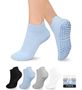yeuG Non Slip Pilates Socks with Grips for Women, Grip Socks for Yoga Ballet Barefoot Workout Ant...