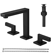 RUMOSE 8 inch Widespread Matte Black Bathroom Faucets for Sink 3 Hole Stainless Steel 2 Handle La...