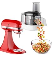 Food Processor Attachment for KitchenAid, 5-in-1 Vegetable Chopper &amp; Dicer with Stainless Steel B...