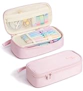 Four Candies Large Pencil Case, 5 Compartments Pen Organizer, Big Capacity Canvas Pencil Pouch Ba...