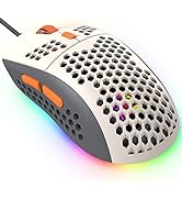 KUIYN 383 PRO M8 Ultralight Wired Gaming Mouse, Lightweight Honeycomb Shell, 6 RGB Breathing Back...