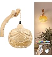 NIORSUN Battery Wall Sconce Boho,Wall Sconces Battery Operated with Vintage Woven Design for Bedr...