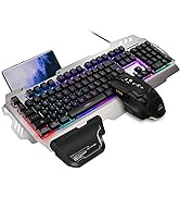 FENIFOX Gaming Keyboard and Mouse, Wired Backlit Rainbow Ergonomic Mechanical Feeling Led Removab...