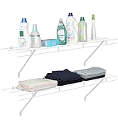 HAUSHOF Closet Shelves Wall Mounted 2-Pack, 4 ft x 12in White Wire Shelving for Laundry Room, Clo...